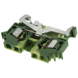 WAGO 281-607 2-conductor ground terminals; 4mm<sup>2</sup>; lateral marker slots; for DIN-rail 35 x 15 and 35 x 7.5; CAGE CLAMP&reg;; 4.00mm<sup>2</sup>; green-yellow