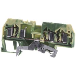 WAGO 281-687 3-conductor ground terminal block; 4 mm<sup>2</sup>; center marking; for DIN-rail 35 x 15 and 35 x 7.5; CAGE CLAMP&reg;; 4,00 mm<sup>2</sup>; green-yellow