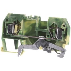 WAGO 281-907 2-conductor ground terminal block; 4 mm<sup>2</sup>; center marking; for DIN-rail 35 x 15 and 35 x 7.5; CAGE CLAMP&reg;; 4,00 mm<sup>2</sup>; green-yellow