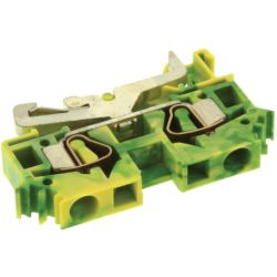WAGO 282-607 2-conductor ground terminals; 6 mm<sup>2</sup>; lateral marker slots; for DIN-rail 35 x 15 and 35 x 7.5; CAGE CLAMP&reg;; 6.00 mm<sup>2</sup>; green-yellow