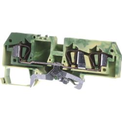 WAGO 282-687 3-conductor ground terminal block; 6 mm<sup>2</sup>; center marking; for DIN-rail 35 x 15 and 35 x 7.5; CAGE CLAMP&reg;; 6,00 mm<sup>2</sup>; green-yellow