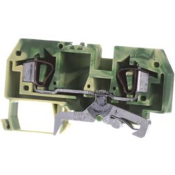 WAGO 282-907 2-conductor ground terminal block; 6 mm<sup>2</sup>; center marking; for DIN-rail 35 x 15 and 35 x 7.5; CAGE CLAMP&reg;; 6,00 mm<sup>2</sup>; green-yellow