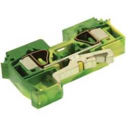 WAGO 283-607 2-conductor ground terminals; 16 mm<sup>2</sup>; lateral marker slots; for DIN-rail 35 x 15 and 35 x 7.5; CAGE CLAMP&reg;; 16.00 mm<sup>2</sup>; green-yellow