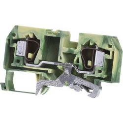 WAGO 284-907 2-conductor ground terminal block; 10 mm<sup>2</sup>; center marking; for DIN-rail 35 x 15 and 35 x 7.5; CAGE CLAMP&reg;; 10,00 mm<sup>2</sup>; green-yellow