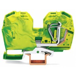WAGO 285-637 POWER CAGE CLAMP ground terminal block; with integrated end plate; DIN 35 x 15 rail mount; 2-conductor; 2 AWG; 16 mm wide; green-yellow