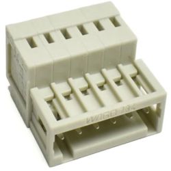 WAGO 734-306 MCSMINI 1-conductor male connector; 100% protected against mismating; 1.5 mm<sup>2</sup>; Pin spacing 3.5 mm; 6-pole; 1,50 mm<sup>2</sup>; light gray