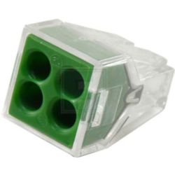 WAGO 773-114 PUSH WIRE® connectors for junction boxes; 4-conductor; transparent housing; green face