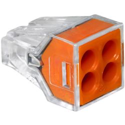 WAGO 773-164 PUSH WIRE® connectors for junction boxes; 4-conductor; transparent housing; orange face