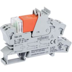 WAGO 788-315 Relay modules; Nominal input voltage: 110 VDC; 2 changeover contacts; Limiting continuous current: 8 A; Red status indicator; Module width: 15 mm; 2.50 mm<sup>2</sup>; gray