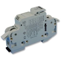 WAGO 811-310 2-conductor fuse terminal block; for cylindrical fuses 10 x 38 mm; 13/32" x 11/2"; 1-pole; without blown fuse indication; for DIN-rail 35 x 15 and 35 x 7.5; 16 mm<sup>2</sup>; CAGE CLAMP®; 16,00 mm<sup>2</sup>; light gray