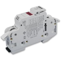 WAGO 811-311 2-conductor fuse terminal block; for cylindrical fuses 10 x 38 mm; 13/32" x 11/2"; 1-pole; with blown fuse indication; for DIN-rail 35 x 15 and 35 x 7.5; 16 mm<sup>2</sup>; CAGE CLAMP®; 16,00 mm<sup>2</sup>; light gray