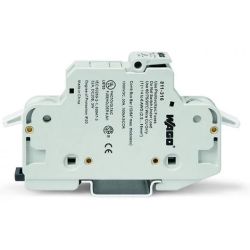 WAGO 811-314 2-conductor fuse terminal block; for cylindrical fuses 10 x 38 mm; 13/32" x 11/2"; 1-pole; with blown fuse indication; 24 VDC; for DIN-rail 35 x 15 and 35 x 7.5; 16 mm<sup>2</sup>; CAGE CLAMP®; 16,00 mm<sup>2</sup>; light gray