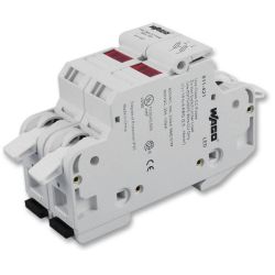 WAGO 811-421 2-conductor fuse terminal block; for class CC fuses; 2-pole; with blown fuse indication; for DIN-rail 35 x 15 and 35 x 7.5; 16 mm<sup>2</sup>; CAGE CLAMP®; 16,00 mm<sup>2</sup>; light gray