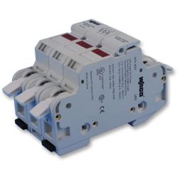 WAGO 811-431 2-conductor fuse terminal block; for class CC fuses; 3-pole; with blown fuse indication; for DIN-rail 35 x 15 and 35 x 7.5; 16 mm<sup>2</sup>; CAGE CLAMP®; 16,00 mm<sup>2</sup>; light gray
