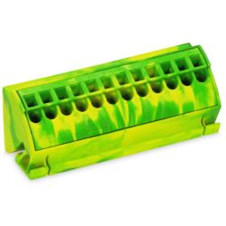 WAGO 812-100 ground busbar terminal blocks; for (10 x 3) mm busbars; 12-pole; Push-in CAGE CLAMP®; 4.00 mm<sup>2</sup>; green-yellow