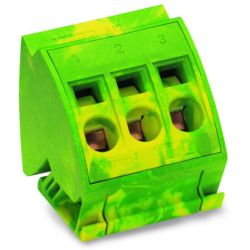 WAGO 812-110 ground busbar terminal blocks; for (10 x 3) mm busbars; 3-pole; CAGE CLAMP&reg;; 16.00 mm<sup>2</sup>; green-yellow