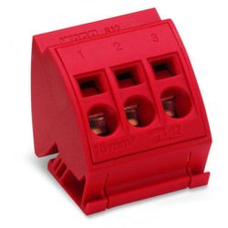 WAGO 812-113 busbar terminal blocks; for (10 x 3) mm busbars; 3-pole; without push-buttons; CAGE CLAMP®; 16.00 mm<sup>2</sup>; red