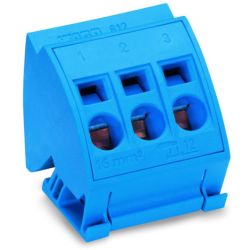 WAGO 812-114 busbar terminal blocks; for (10 x 3) mm busbars; 3-pole; without push-buttons; CAGE CLAMP&reg;; 16.00 mm<sup>2</sup>; blue 51156521