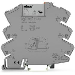 WAGO 857-357 Relay modules; Nominal input voltage: 115V AC/DC; 1 changeover contact; Limiting continuous current: 6 A; Yellow status indicator; Module width: 6 mm; 2.50 mm<sup>2</sup>; gray