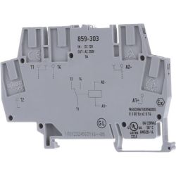 WAGO 859-303 Relay module; Nominal input voltage: 12 VDC; 1 changeover contact; Red status indicator; Module width: 6 mm; 2.50 mm<sup>2</sup>; gray