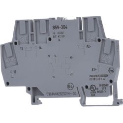 WAGO 859-304 Relay module; Nominal input voltage: 24 VDC; 1 changeover contact; Red status indicator; Module width: 6 mm; 2.50 mm<sup>2</sup>; gray