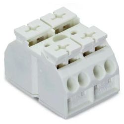 WAGO 862-632 4-conductor chassis-mount terminal strip; 2-pole; without ground contact; 1 snap-in foot per pole; 4 mm<sup>2</sup>; 4,00 mm<sup>2</sup>; white