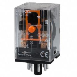 Omron MK2P-S-AC240 DPDT Plug-in Mechanical Indicator and Push-to-Test Button 240VAC General Purpose Relay MK Series