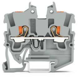 WAGO 2250-1201 TOPJOB&reg;S miniature feedthrough terminal blocks with Push-buttons; DIN-15 rail mount; 2-conductor; 3.5 mm wide; gray