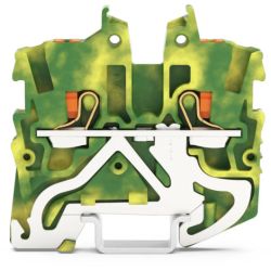 WAGO 2250-1207 TOPJOB&reg;S miniature ground terminal blocks with Push-buttons; DIN-15 rail mount; 2-conductor; 3.5 mm wide; green-yellow