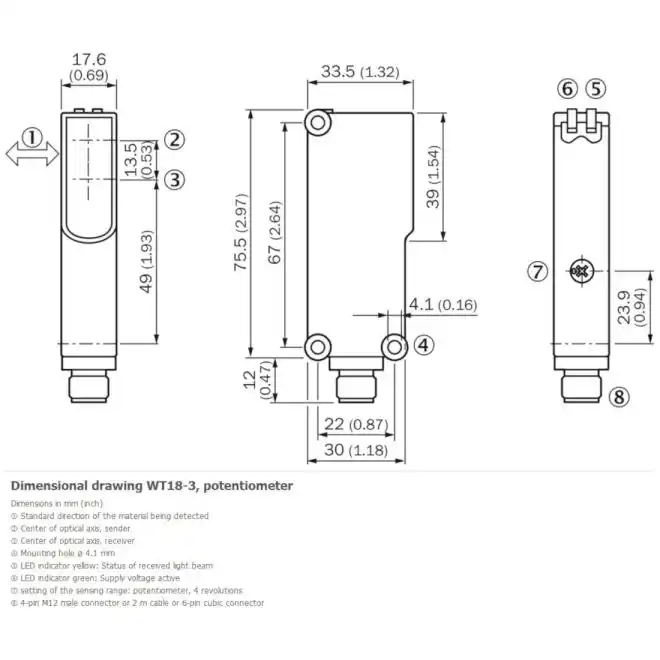 WT18-3P410 SICK 1025889 Photoelectric Proximity Sensors