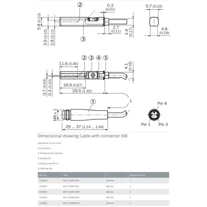 MZT7-03VPS-KP0 SICK 1070814 Magnetic Cylinder Position Sensors